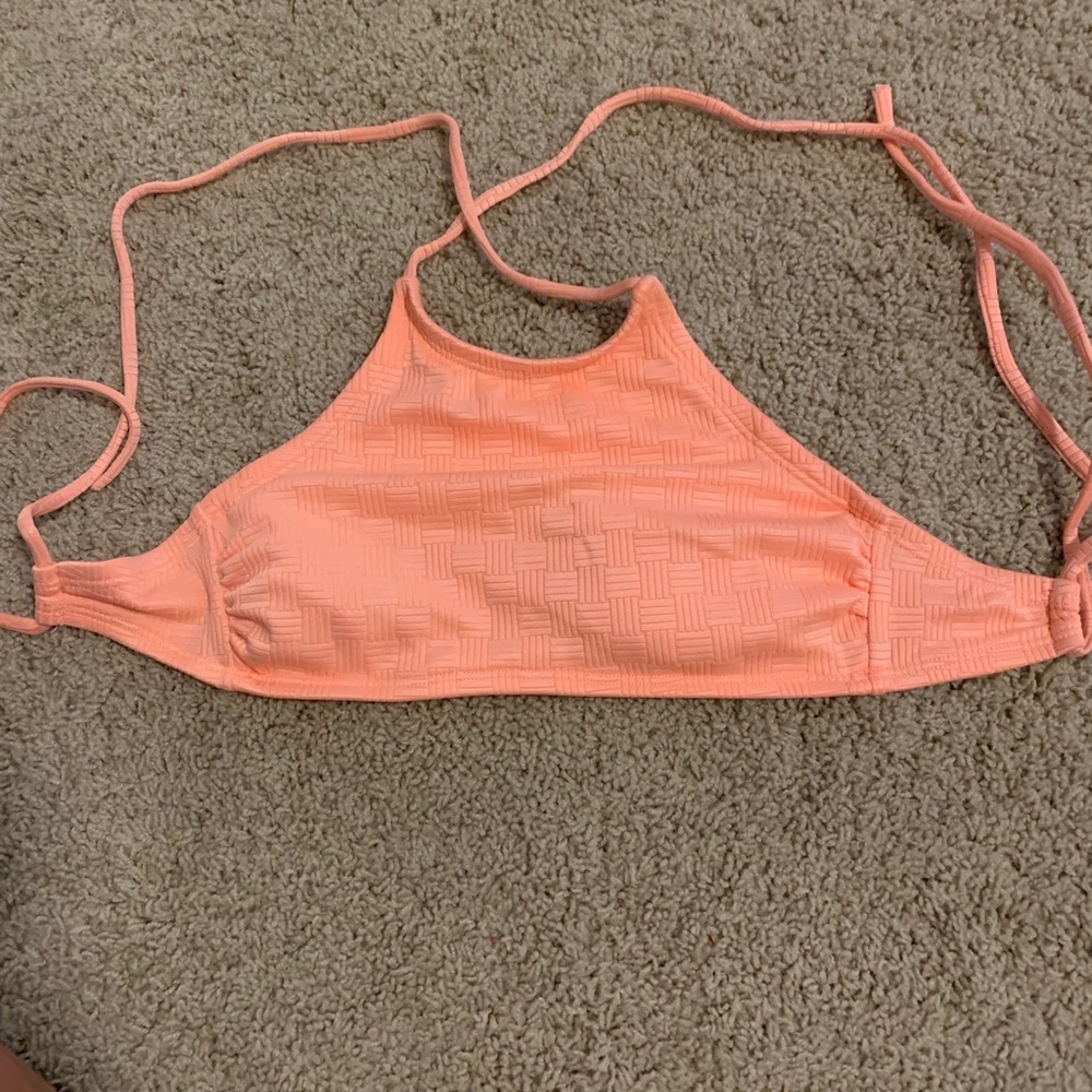 halter orange bathing suit top